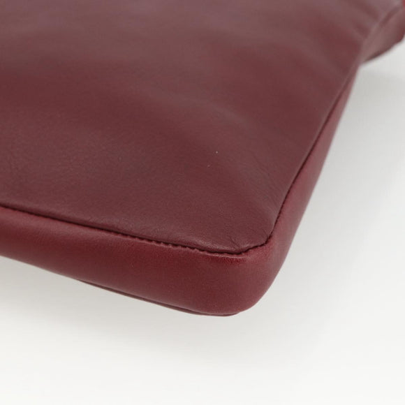 Chloe Clutch Bag Leather Bordeaux Gold Auth bs34240A