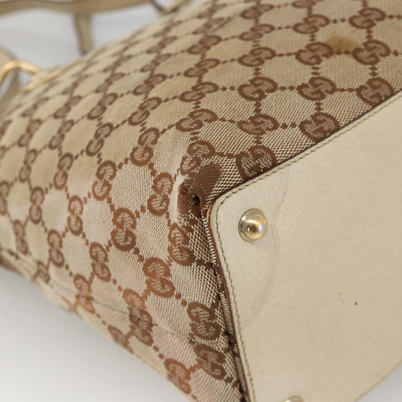 GUCCI GG Canvas Hand Bag Beige Gold 139552 Auth bs34241