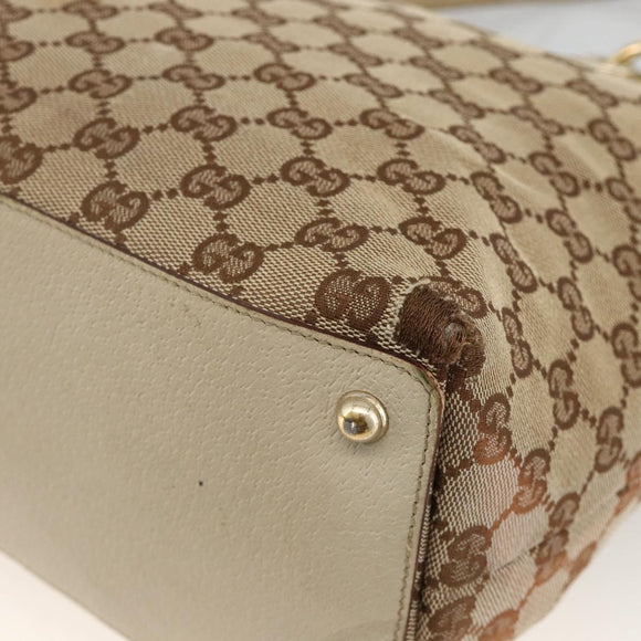 GUCCI GG Canvas Hand Bag Beige Gold 139552 Auth bs34241