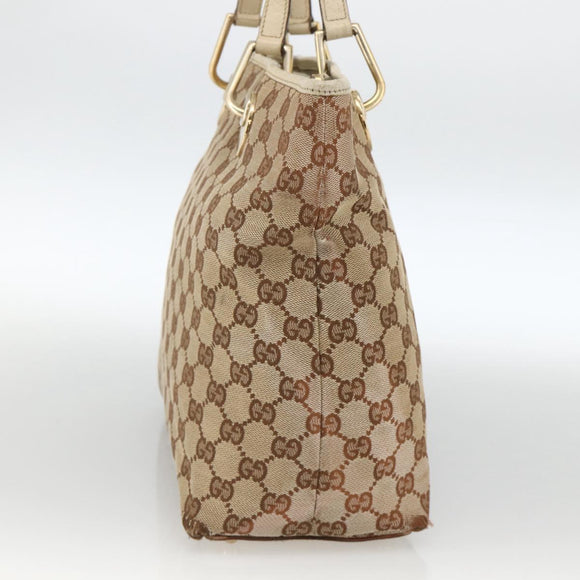 GUCCI GG Canvas Hand Bag Beige Gold 139552 Auth bs34241