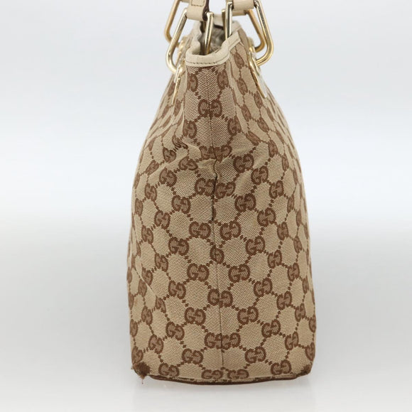 GUCCI GG Canvas Hand Bag Beige Gold 139552 Auth bs34241