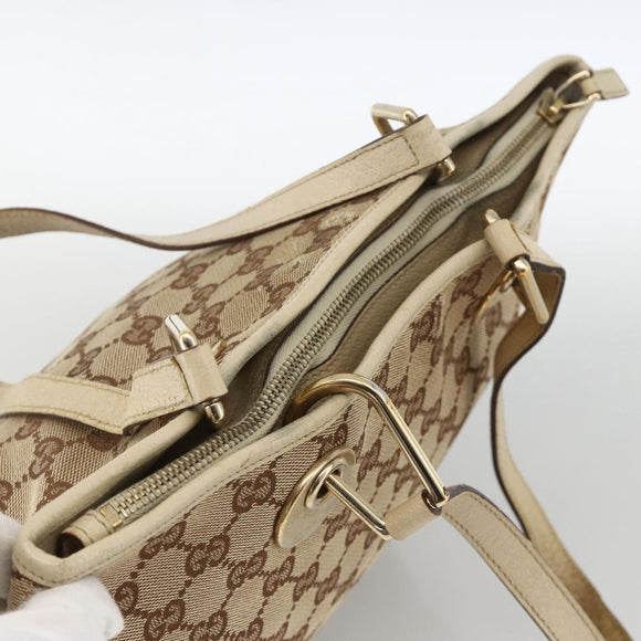 GUCCI GG Canvas Hand Bag Beige Gold 139552 Auth bs34241