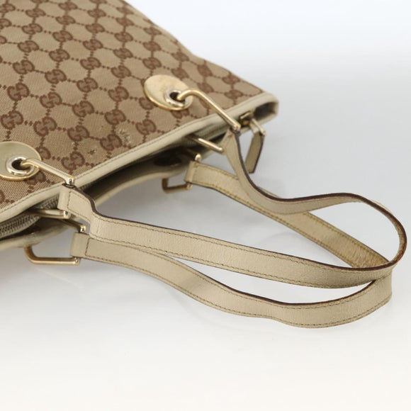 GUCCI GG Canvas Hand Bag Beige Gold 139552 Auth bs34241