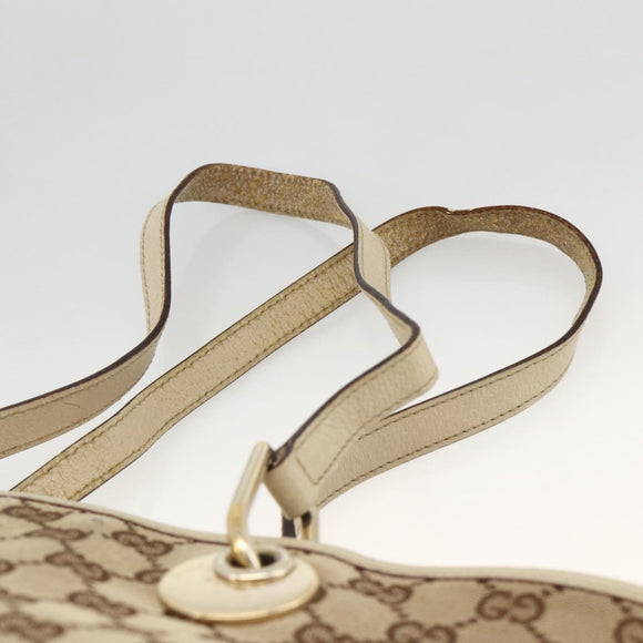 GUCCI GG Canvas Hand Bag Beige Gold 139552 Auth bs34241