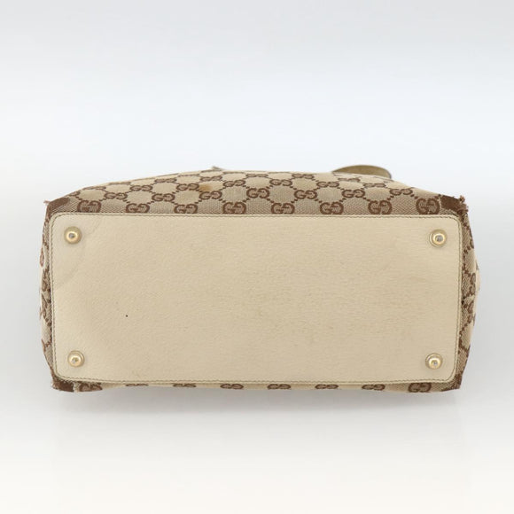GUCCI GG Canvas Hand Bag Beige Gold 139552 Auth bs34241