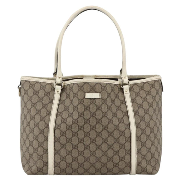 GUCCI GG Supreme Tote Bag PVC Beige Gold 197953 Auth bs34243