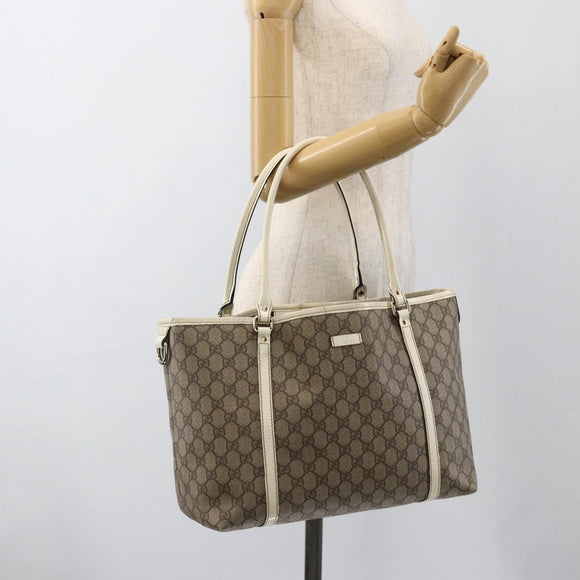 GUCCI GG Supreme Tote Bag PVC Beige Gold 197953 Auth bs34243
