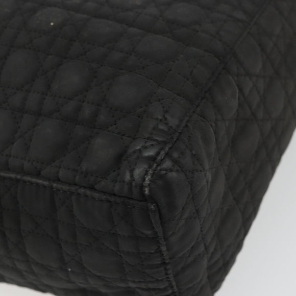 Christian Dior Lady Dior Hand Bag Nylon Black Gold Auth bs34244