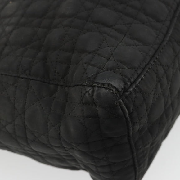 Christian Dior Lady Dior Hand Bag Nylon Black Gold Auth bs34244
