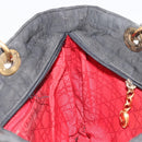 Christian Dior Lady Dior Hand Bag Nylon Black Gold Auth bs34244-19
