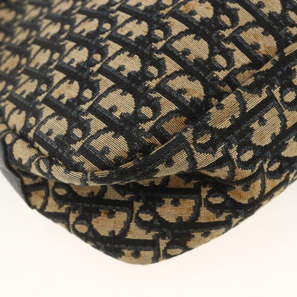 Christian Dior Trotter Canvas Shoulder Bag Navy Gold Auth bs34245