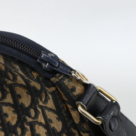 Christian Dior Trotter Canvas Shoulder Bag Navy Gold Auth bs34245