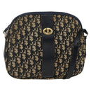 Christian Dior Trotter Canvas Shoulder Bag Navy Gold Auth bs34245-1