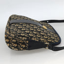 Christian Dior Trotter Canvas Shoulder Bag Navy Gold Auth bs34245-4