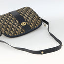 Christian Dior Trotter Canvas Shoulder Bag Navy Gold Auth bs34245-7