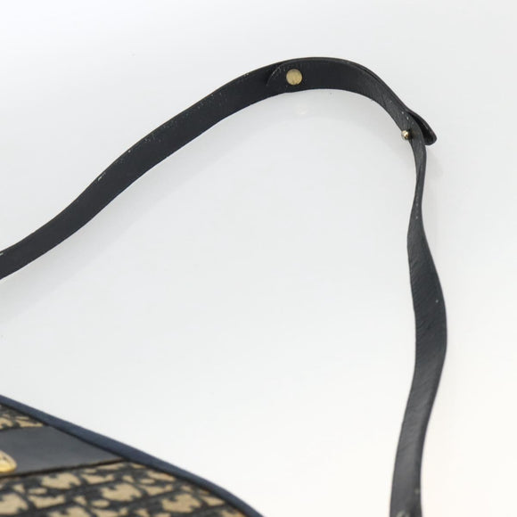 Christian Dior Trotter Canvas Shoulder Bag Navy Gold Auth bs34245
