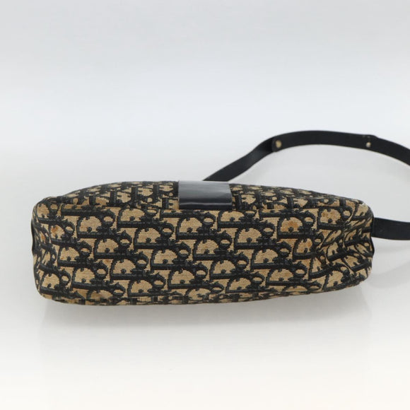 Christian Dior Trotter Canvas Shoulder Bag Navy Gold Auth bs34245