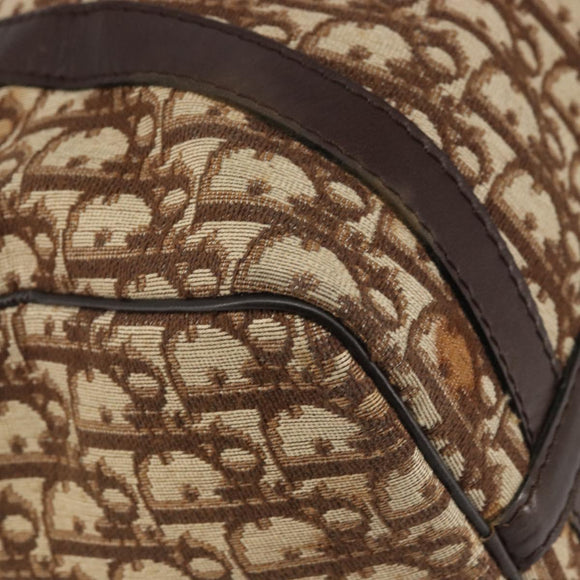 Christian Dior Trotter Canvas Boston Bag Brown Gold Auth bs34246