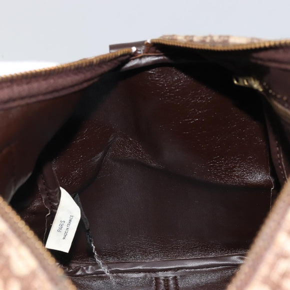 Christian Dior Trotter Canvas Boston Bag Brown Gold Auth bs34246