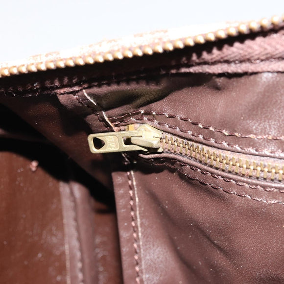 Christian Dior Trotter Canvas Boston Bag Brown Gold Auth bs34246