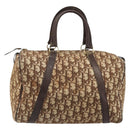 Christian Dior Trotter Canvas Boston Bag Brown Gold Auth bs34246-13