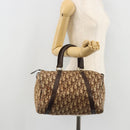 Christian Dior Trotter Canvas Boston Bag Brown Gold Auth bs34246-20