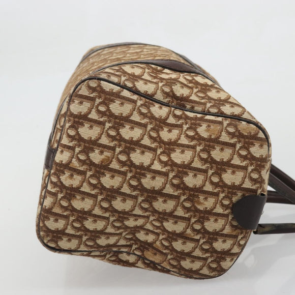 Christian Dior Trotter Canvas Boston Bag Brown Gold Auth bs34246