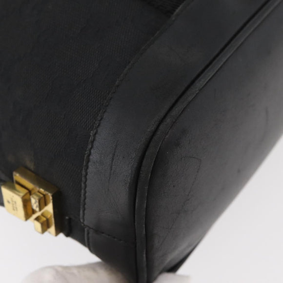GUCCI GG Canvas Hand Bag Black Gold 92734 Auth bs34247