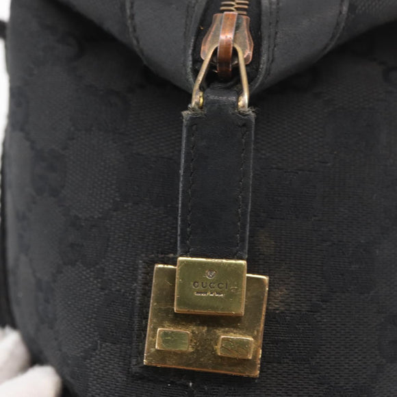 GUCCI GG Canvas Hand Bag Black Gold 92734 Auth bs34247