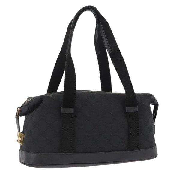 GUCCI GG Canvas Hand Bag Black Gold 92734 Auth bs34247