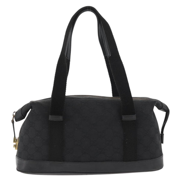 GUCCI GG Canvas Hand Bag Black Gold 92734 Auth bs34247