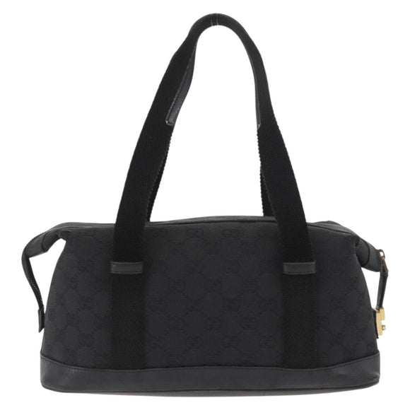 GUCCI GG Canvas Hand Bag Black Gold 92734 Auth bs34247