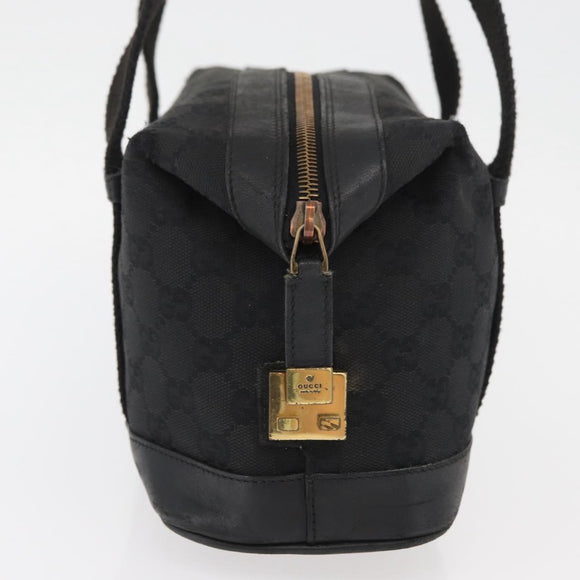 GUCCI GG Canvas Hand Bag Black Gold 92734 Auth bs34247