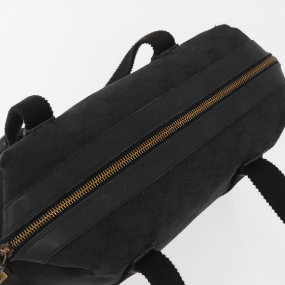 GUCCI GG Canvas Hand Bag Black Gold 92734 Auth bs34247
