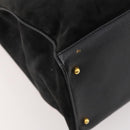 GUCCI Bamboo Hand Bag Suede 2way Black Gold 002 2855 0322 0 Auth bs34248-16