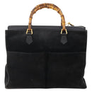 GUCCI Bamboo Hand Bag Suede 2way Black Gold 002 2855 0322 0 Auth bs34248-13