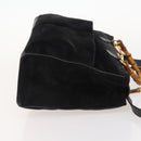 GUCCI Bamboo Hand Bag Suede 2way Black Gold 002 2855 0322 0 Auth bs34248-4