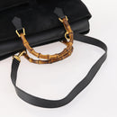 GUCCI Bamboo Hand Bag Suede 2way Black Gold 002 2855 0322 0 Auth bs34248-7