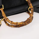 GUCCI Bamboo Hand Bag Suede 2way Black Gold 002 2855 0322 0 Auth bs34248-8