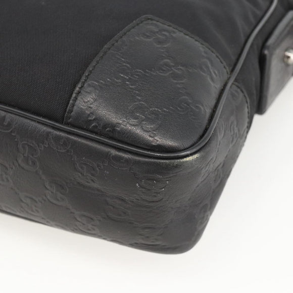 GUCCI GG Canvas Guccissima Shoulder Bag Leather Black Silver 162783 Auth bs34249