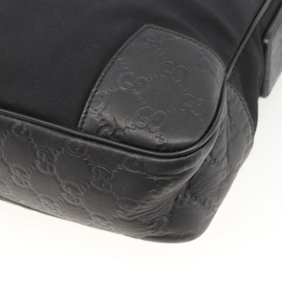 GUCCI GG Canvas Guccissima Shoulder Bag Leather Black Silver 162783 Auth bs34249