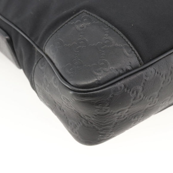 GUCCI GG Canvas Guccissima Shoulder Bag Leather Black Silver 162783 Auth bs34249