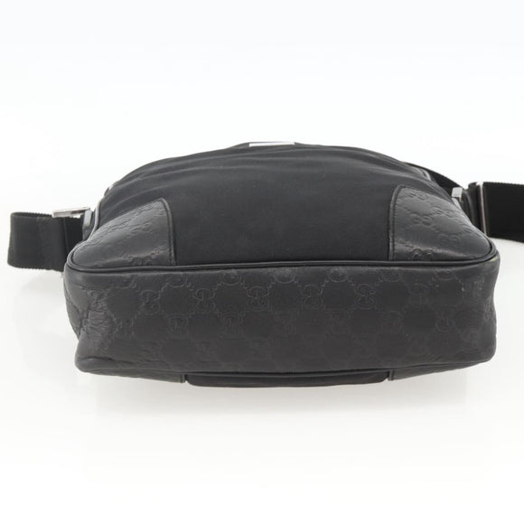 GUCCI GG Canvas Guccissima Shoulder Bag Leather Black Silver 162783 Auth bs34249
