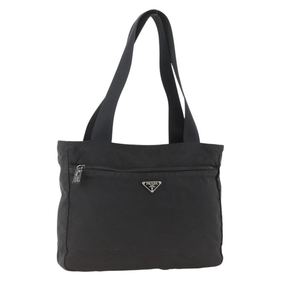 PRADA Tote Bag Nylon Black Silver Auth bs34250