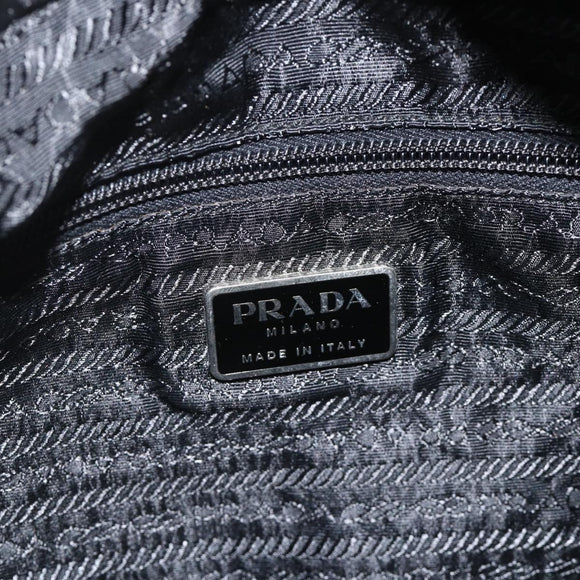 PRADA Tote Bag Nylon Black Silver Auth bs34250