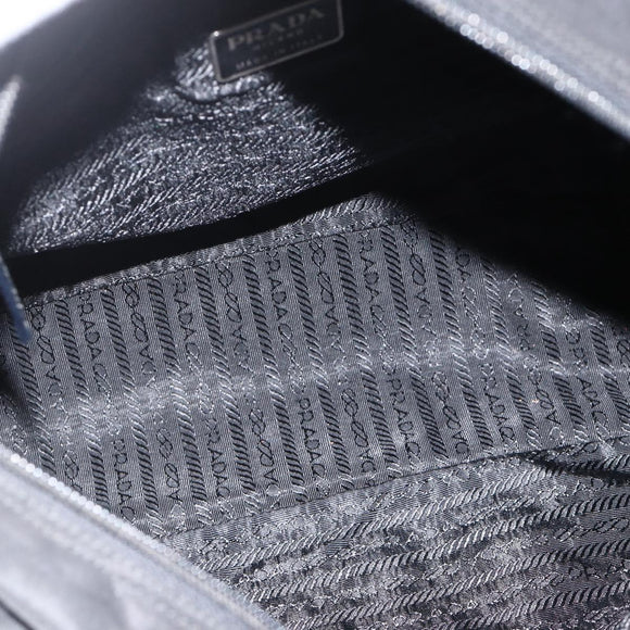 PRADA Tote Bag Nylon Black Silver Auth bs34250