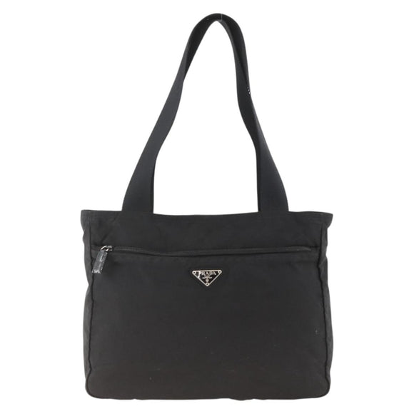 PRADA Tote Bag Nylon Black Silver Auth bs34250