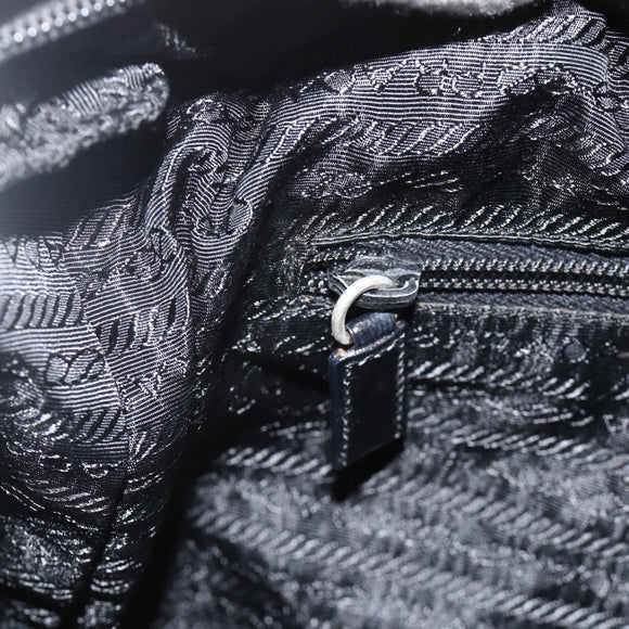 PRADA Tote Bag Nylon Black Silver Auth bs34250