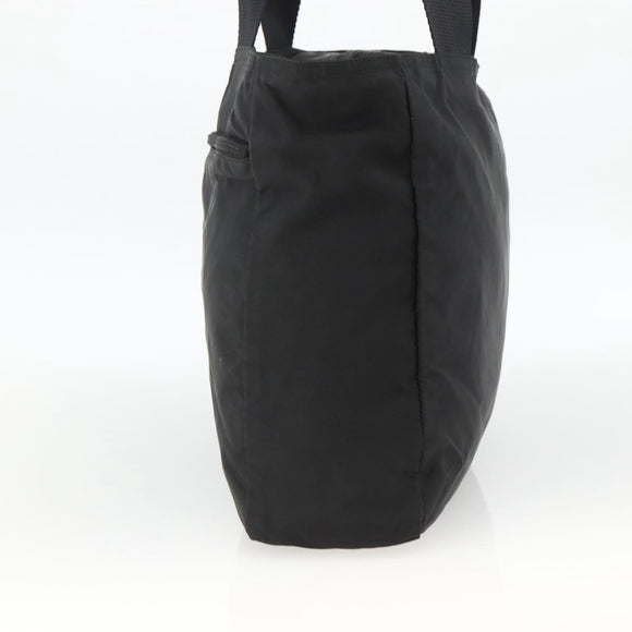 PRADA Tote Bag Nylon Black Silver Auth bs34250