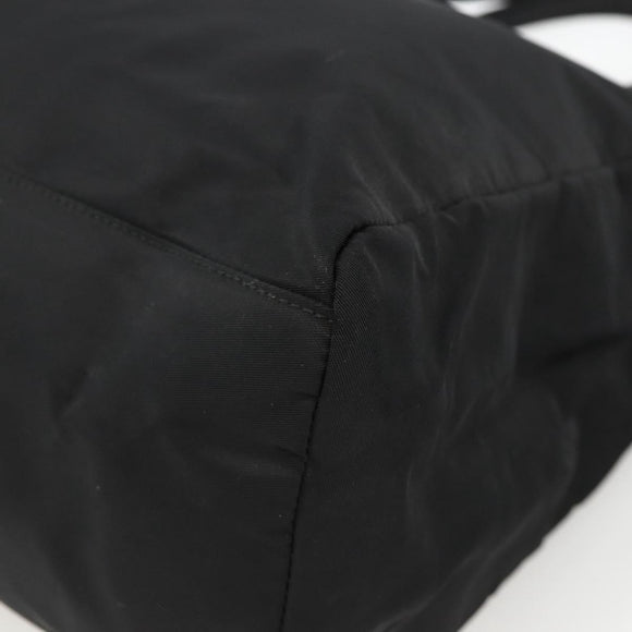 PRADA Hand Bag Nylon Black Silver Auth bs34251